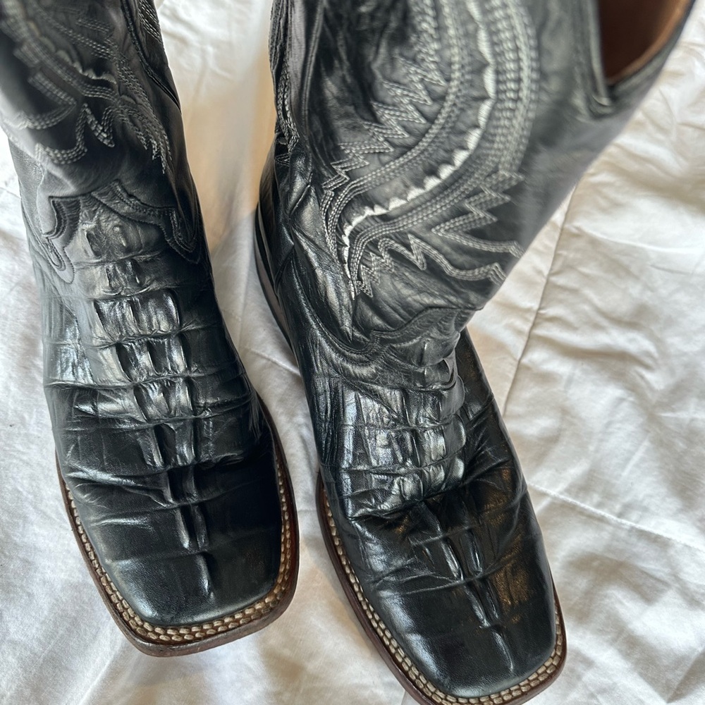 Black Leather Cowboy Boots Men’s 7.5